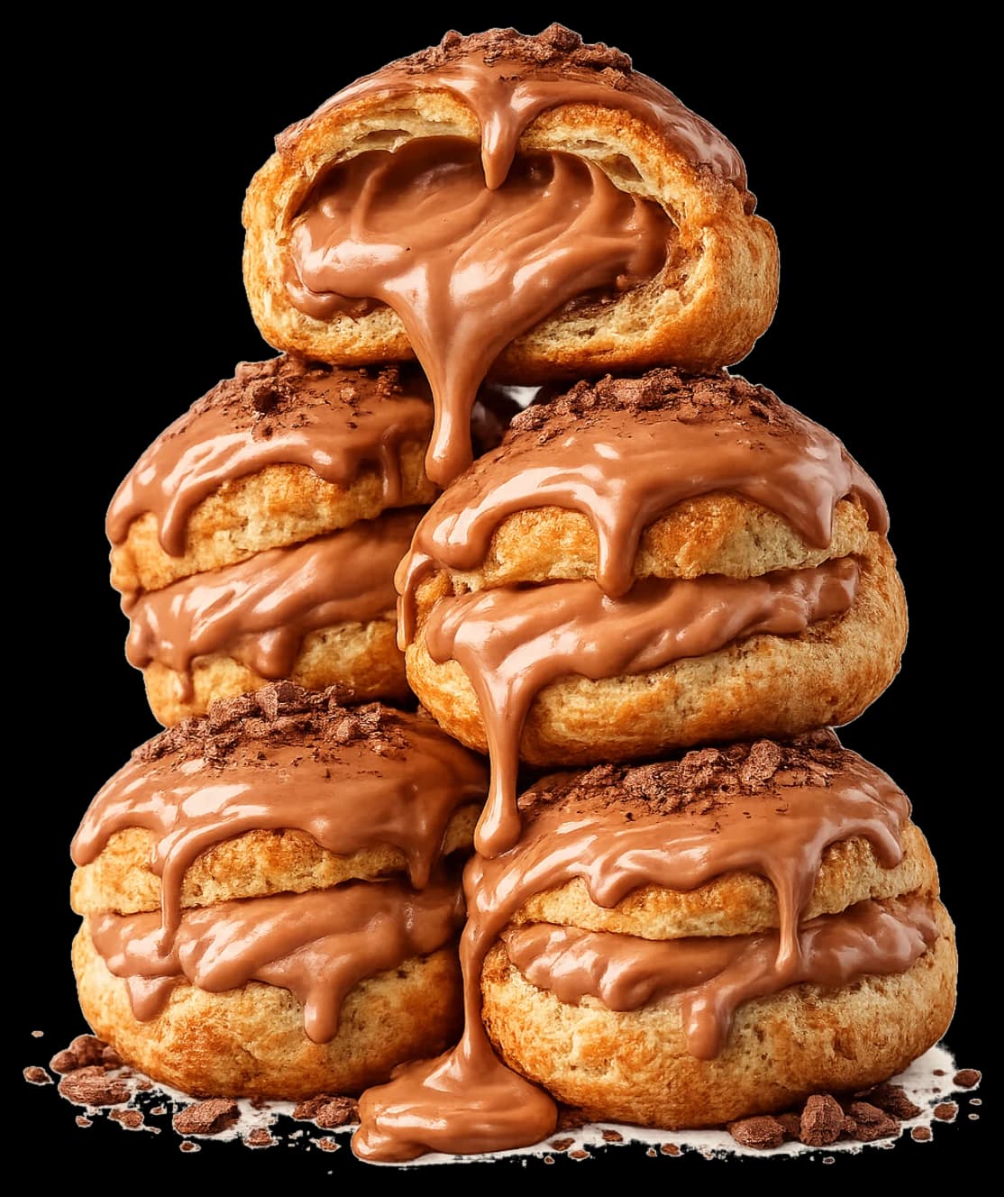 Pyramide de choux garnis de crème au chocolat