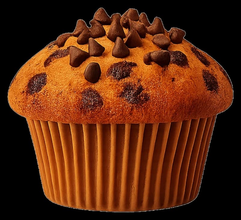 Muffin aux pépites de chocolat dans sa caissette